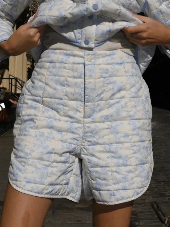 NWT YELLOW THE LABEL IRIS QUILTED SHORTS — BLUE TOILE - Picture 2 of 6